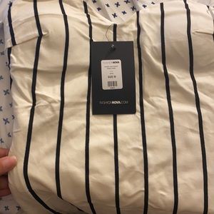 Fashion nova white and black striped midi dress , NWT